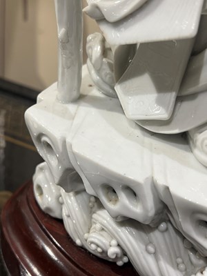 Lot 690 - Two Blanc de Chine Porcelain Figures of Shoulau Mounted as Lamps