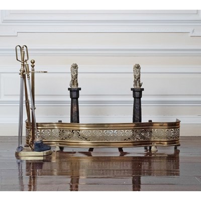 Lot 694 - Group of Brass Fireplace Equipment