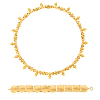 Lot 3245 - Gold Necklace and Bracelet