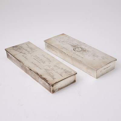 Lot 143 - Horse Racing Interest: Two American Sterling Silver Table Cigarette Boxes