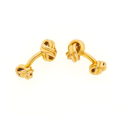 Lot 3085 - Pair of Gold Knot Cufflinks