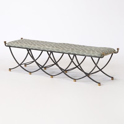 Lot 331 - Modern Iron and Brass Bench