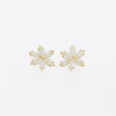 Lot 3109 - Pair of Gold and Diamond Stud Earrings