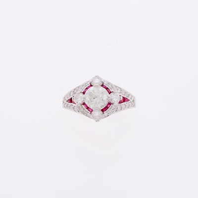 Lot 3139 - White Gold, Ruby and Diamond Ring
