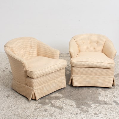 Lot 239 - Pair of Cream Upholstered Tub Chairs