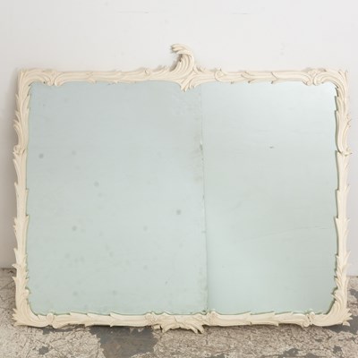 Lot 382 - White Painted Carved Wood Hollywood Regency Mirror