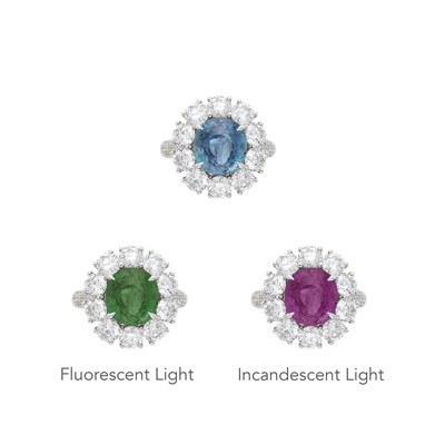 Lot 126 - White Gold, Alexandrite and Diamond Ring