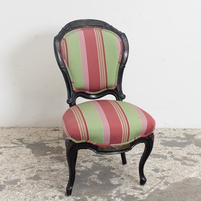 Lot 246 - Victorian Style Black Painted Upholstered Side Chair