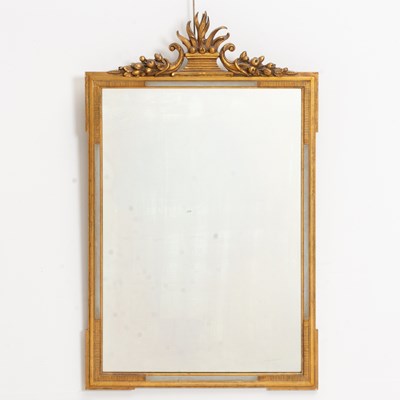 Lot 347 - Gilded Carved Wood Floral Crest Mirror