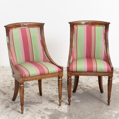 Lot 253 - Pair of Regency Style Stripe Upholstered Side Chairs