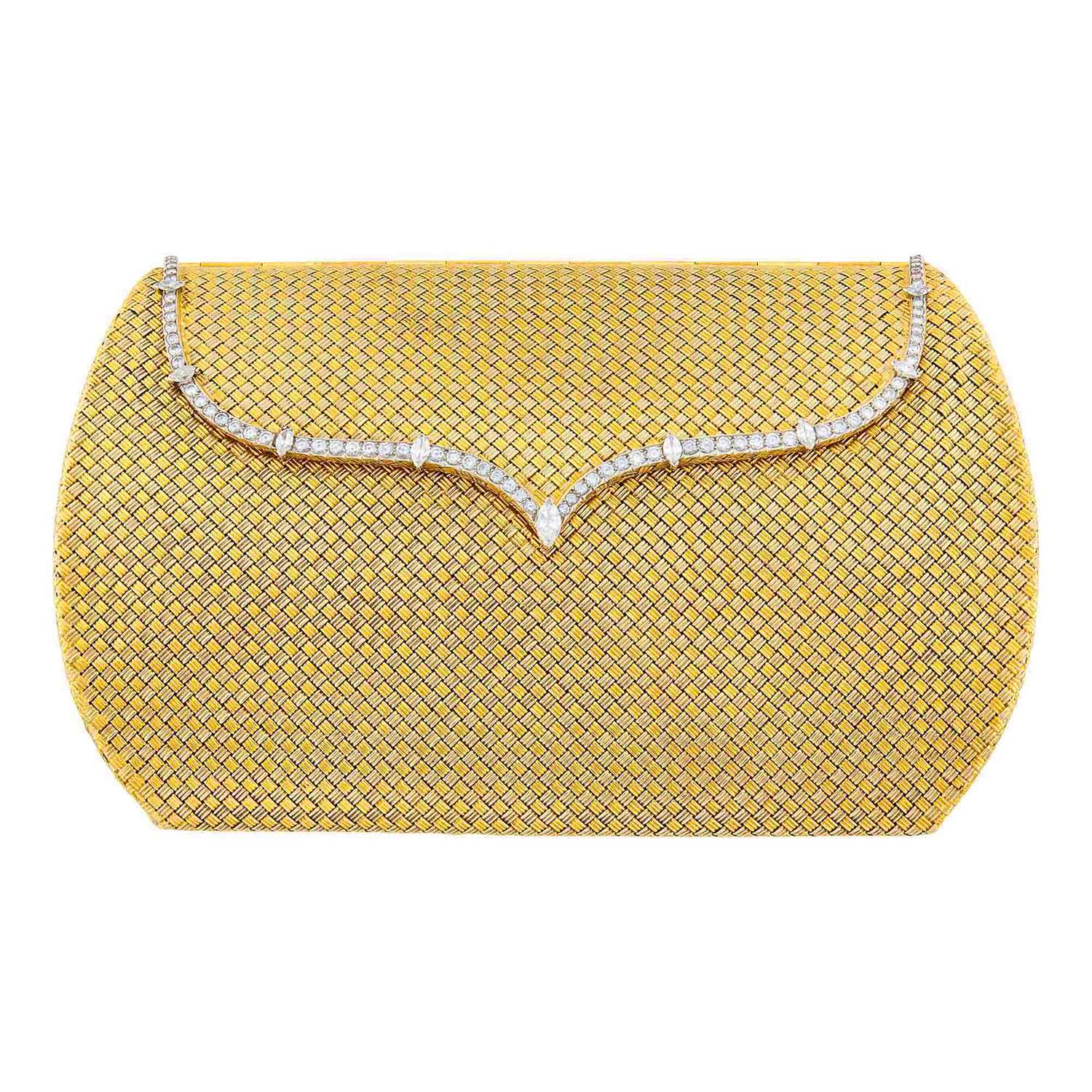 Lot 174 - Bulgari Two-Color Gold, Platinum and Diamond Clutch