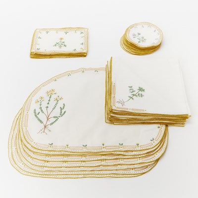 Lot Set of 'Flora Danica Pattern Table Linens