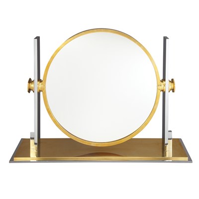 Lot 1116 - Karl Springer Brass and Chromed Metal Vanity Mirror