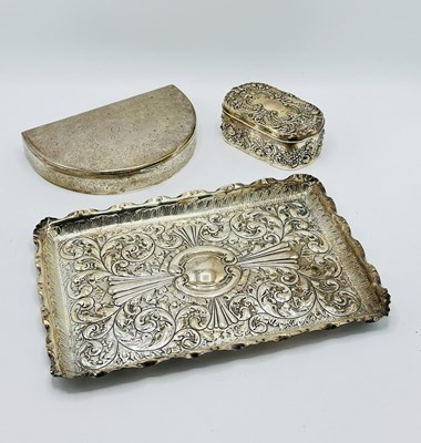 Lot 1246 - Two Gorham Sterling Silver Boxes; Together with a Victorian Sterling Silver Repousse Tray