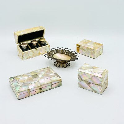 Lot 1162 - Group of Five Antique Mother-of-Pearl-mounted Table Articles