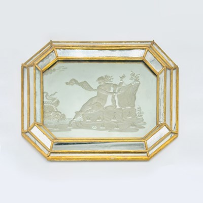 Lot 1166 - Etched Glass and Mirror Framed Mirror