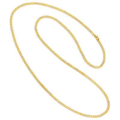 Lot 3078 - Long Two-Color Gold Curb Link Necklace