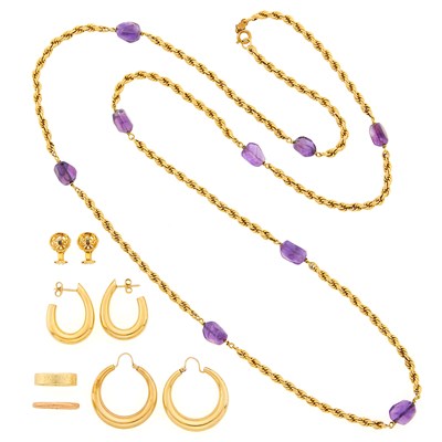 Lot 3219 - Group of Gold and Amethyst Jewelry and Mountings