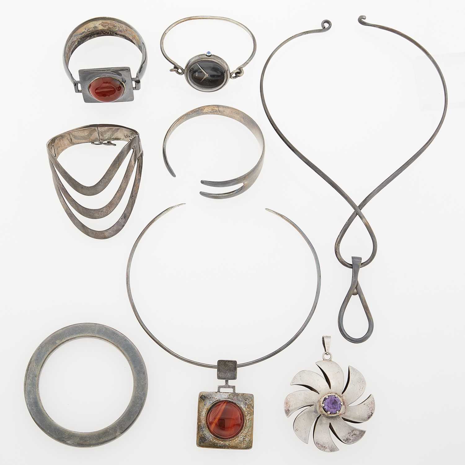 Lot 2233 - Group of Silver and Metal Jewelry
