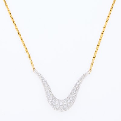 Lot 3095 - Two-Color Gold and Diamond Necklace
