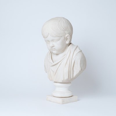 Lot 517 - Italian Carved White Marble Figure of a Young Boy