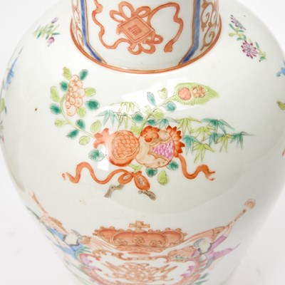 Lot 117 - Pair of Chinese Enameled Porcelain Baluster Vases and Covers