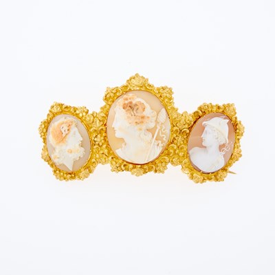 Lot 3173 - Oversized Gold and Shell Cameo Brooch