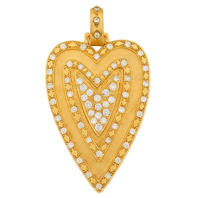 Lot 3041 - Gold and Diamond Heart Pendant