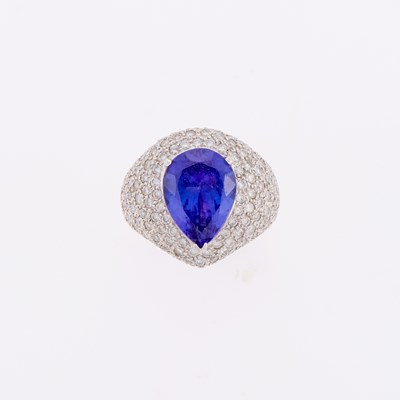 Lot 3290 - White Gold, Tanzanite and Diamond Ring