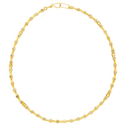 Lot 3104 - Gold and Diamond Collar Necklace