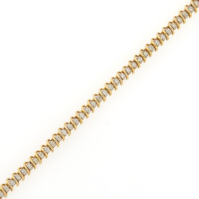 Lot 3223 - Low Karat Two-Color Gold and Diamond Bracelet