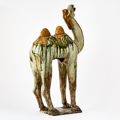 Lot 126 - Pair of Chinese Tang Style Sancai Glazed Pottery Figures of Bactrian Camels