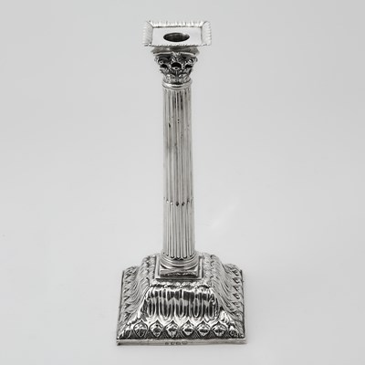 Lot 103 - Assembled Set of Six George III Sterling Silver Candlesticks