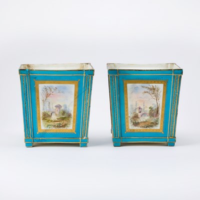 Lot 329 - Pair of Sevres Style Porcelain Jardinieres
