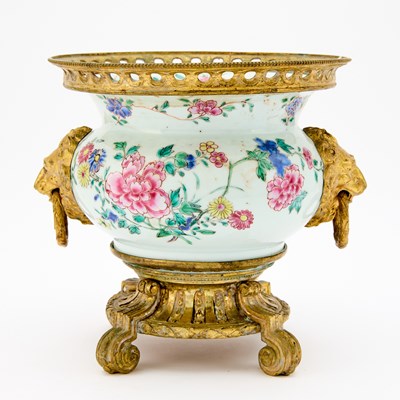 Lot 280 - Gilt-Bronze Mounted Chinese Famille Rose Porcelain Bowl