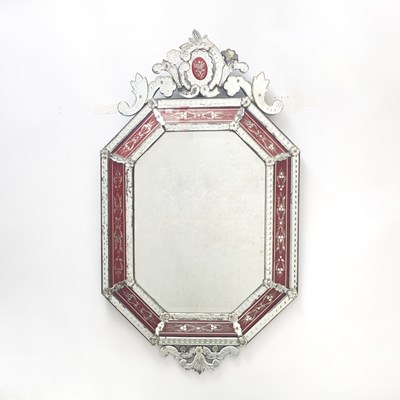 Lot 276 - Venetian Etched Glass Mirror Border Mirror