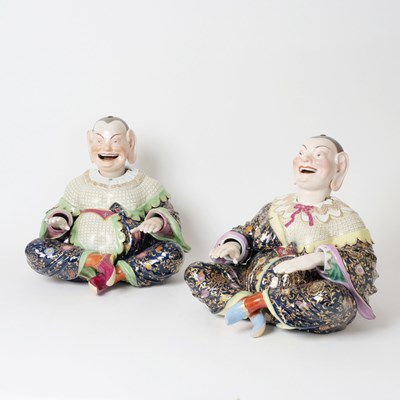 Lot 555 - Pair of Large Meissen Porcelain Nodding Pagoda Figures