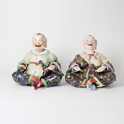 Lot 555 - Pair of Large Meissen Porcelain Nodding Pagoda Figures