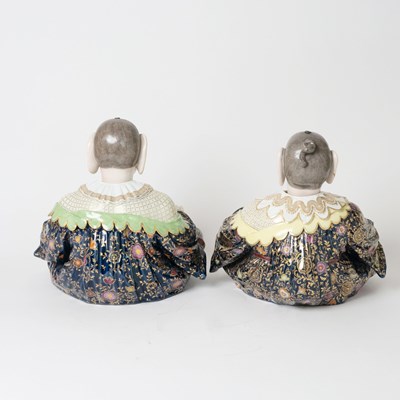 Lot 555 - Pair of Large Meissen Porcelain Nodding Pagoda Figures