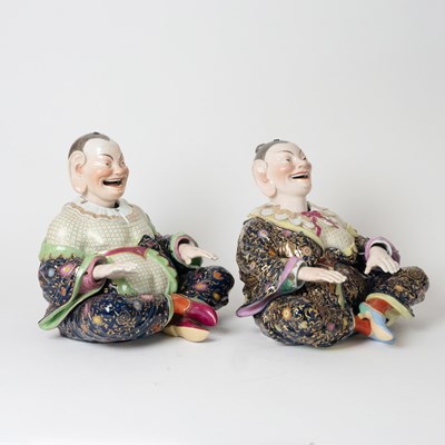 Lot 555 - Pair of Large Meissen Porcelain Nodding Pagoda Figures