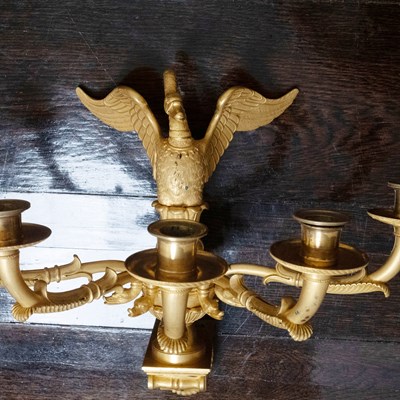 Lot 554 - Pair of Empire Gilt-Bronze Five Branch Wall Lights