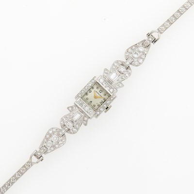 Lot 3270 - Hamilton Platinum, White Gold and Diamond Wristwatch