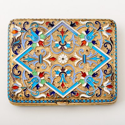 Lot 211 - Russian Silver-Gilt and Cloisonné Enamel Cigarette Case