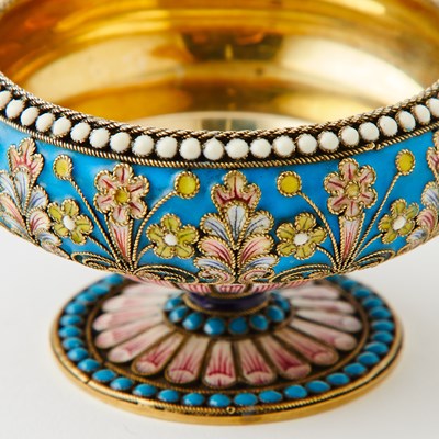 Lot 91 - Russian Silver-Gilt and Cloisonné Enamel Footed Bowl