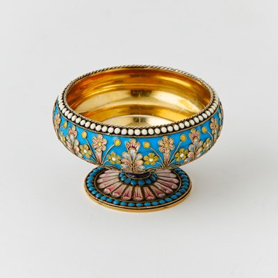 Lot 91 - Russian Silver-Gilt and Cloisonné Enamel Footed Bowl