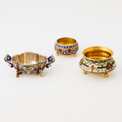 Lot 220 - Russian Silver and Cloisonné Enamel Salts