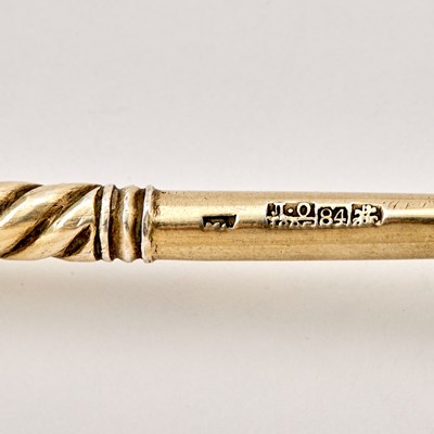 Lot 104 - Three Russian Silver-Gilt Niello Spoons
