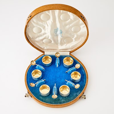 Lot 229 - Set of Six Russian Silver Salts and Spoons