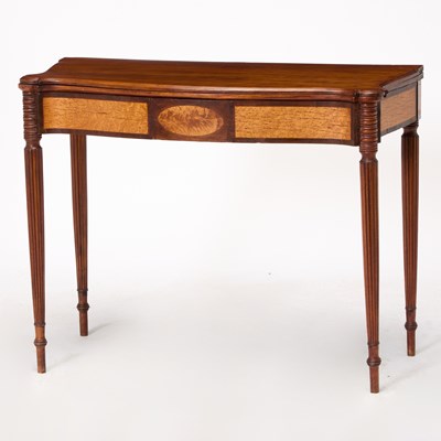 Lot 1122 - Federal Inlaid Mahogany and Bird's Eye Maple Serpentine Games Table