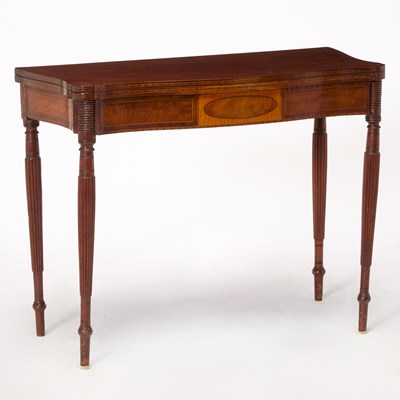 Lot 1127 - Federal Inlaid Mahogany Serpentine Games Table
